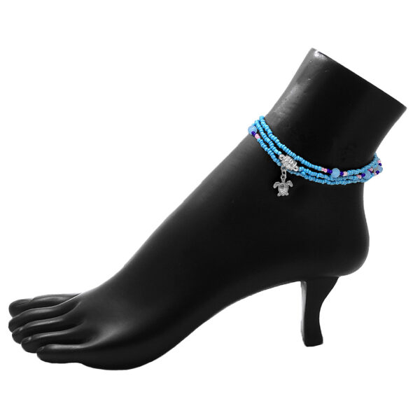 Metal Charm Beaded Multi Strand Anklet - Image 2