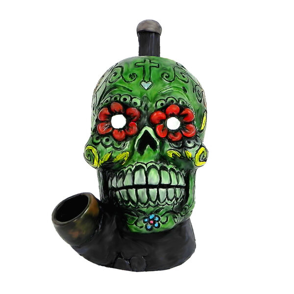 Sugar Skull Green Medium Pipe