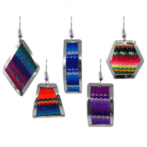Alpaca Silver Metal Border Peruvian Material Dangle Earrings