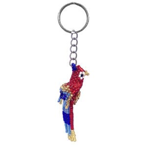 Beaded Perched Parrot Keychain