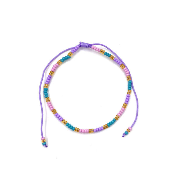 Colombian Thin Beaded Pull Tie Bracelet - Image 4