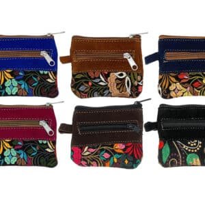 Floral Embroidered Suede "Beca" Coin Purse