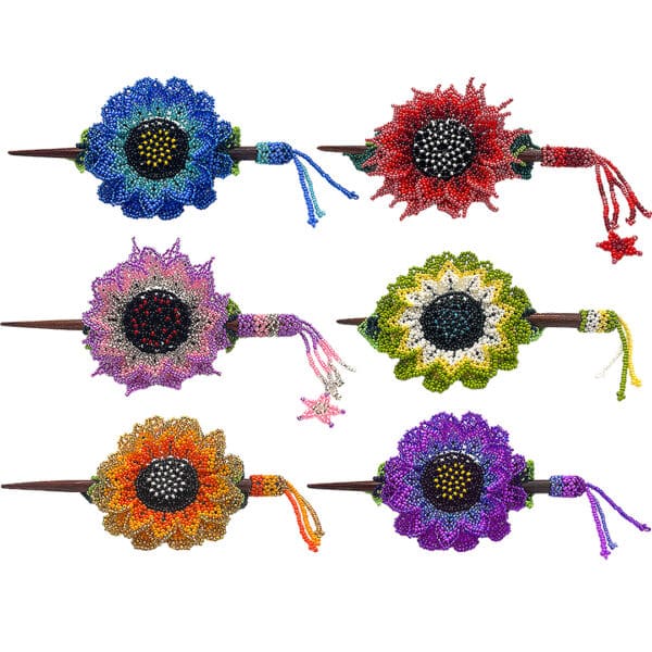 SEED BEAD SUNFLOWER HAIR PICK