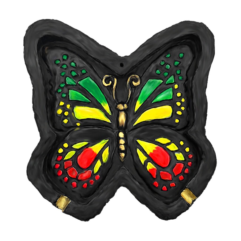Rasta Monarch Butterfly Animal Flat Ash Tray - Pichincha gifts