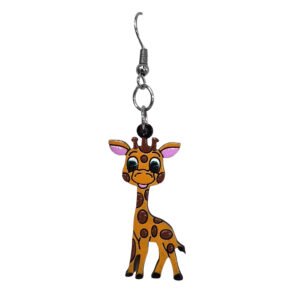 Wooden Giraffe Animal Dangle Earrings
