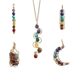 Chakra Rainbow Stone Gold Colored Chain Necklace