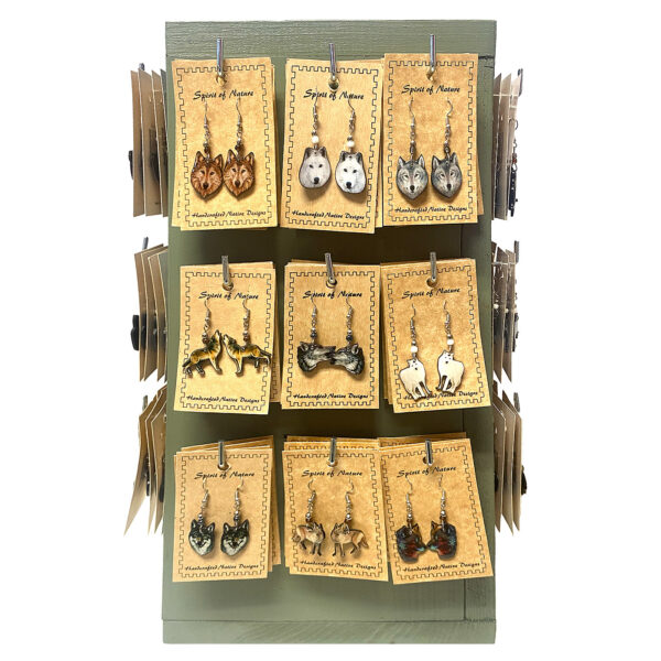 72 Pcs Assorted Wildlife Carded Acrylic Earrings 2-Sided Wooden Display - Image 4