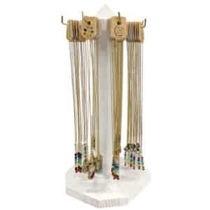 48 Pcs Chakra Stone Gold Chain Necklace Wooden Display