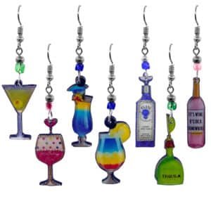 Acrylic Alcoholic Beverage Dangle Earrings