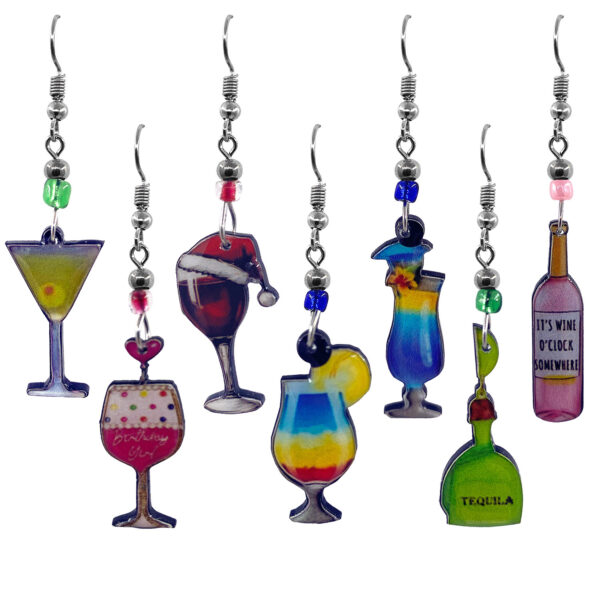 Acrylic Alcoholic Beverage Dangle Earrings