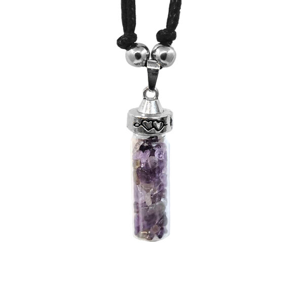 Chip Stone Glass Bottle Metal Pendant Adjustable Necklace - Image 5