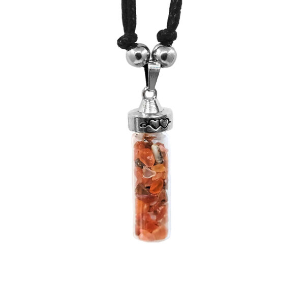 Chip Stone Glass Bottle Metal Pendant Adjustable Necklace - Image 6
