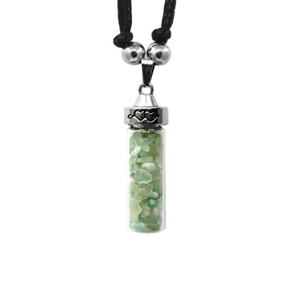 Chip Stone Glass Bottle Metal Pendant Adjustable Necklace - Image 2