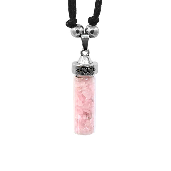 Chip Stone Glass Bottle Metal Pendant Adjustable Necklace - Image 3
