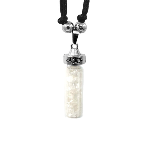 Chip Stone Glass Bottle Metal Pendant Adjustable Necklace - Image 4