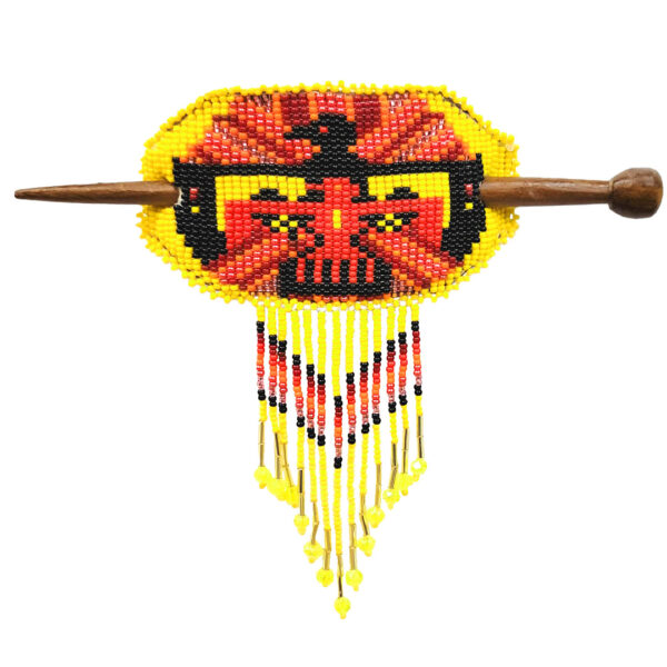 Beaded Native Inspired Oval Seed Bead Fringe Barrette Hair Stick - Image 6