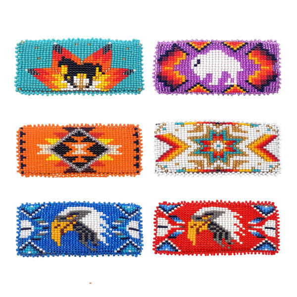 Beaded Native Inspired Square Seed Bead Barrette Hair Clip
