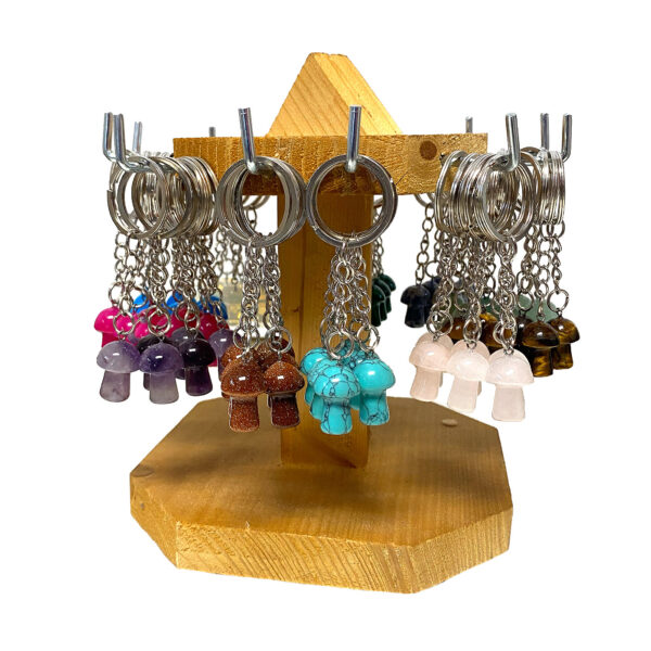 Mushroom Shaped Tumbled Stone Keychain - Image 9