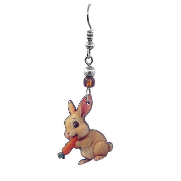 Acrylic Rabbit Bunny Animal Dangle Earrings - Image 2