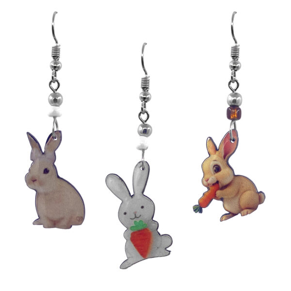Acrylic Rabbit Bunny Animal Dangle Earrings