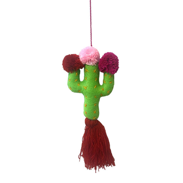 Cactus Shaped Stuffed Fringe Backpack Hanging Ornament - Image 3