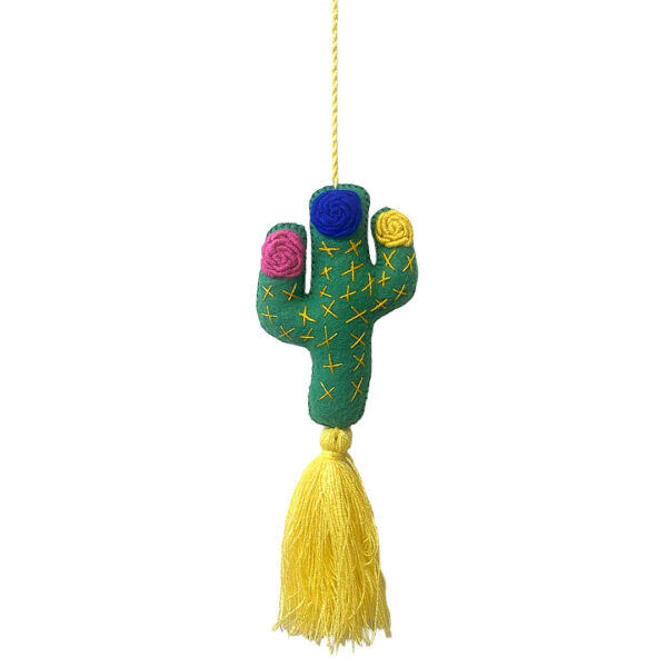 Cactus Shaped Stuffed Fringe Backpack Hanging Ornament - Image 4