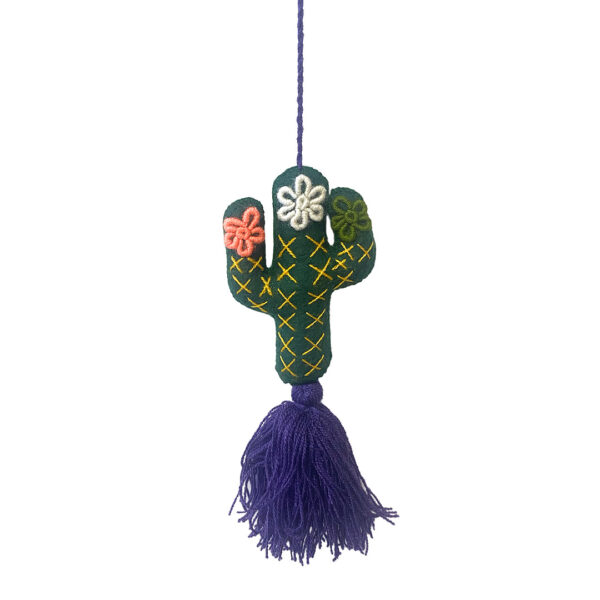 Cactus Shaped Stuffed Fringe Backpack Hanging Ornament - Image 2