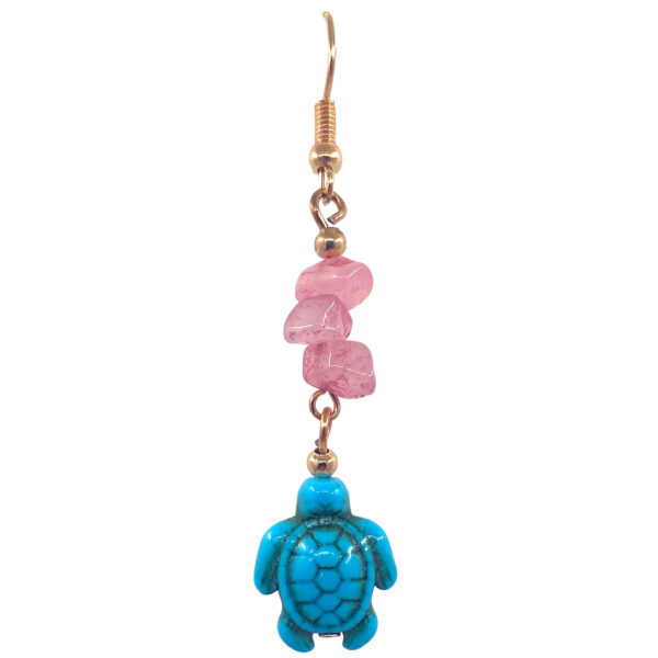 Chip Stone Sea Life Gold Long Dangle Earrings - Image 4