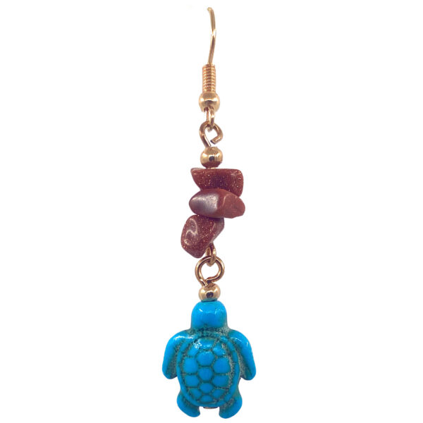Chip Stone Sea Life Gold Long Dangle Earrings - Image 6