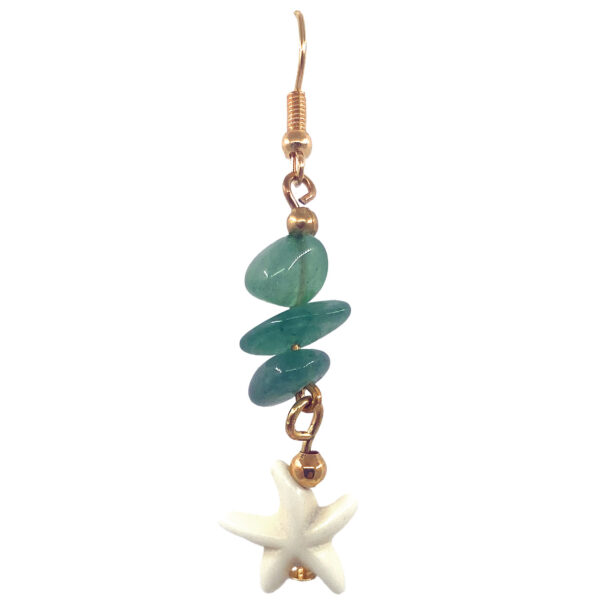 Chip Stone Sea Life Gold Long Dangle Earrings - Image 8
