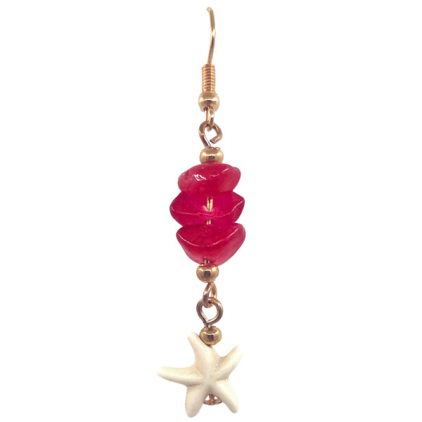 Chip Stone Sea Life Gold Long Dangle Earrings - Image 7