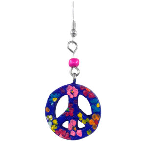 Floral Peace Sign Durepox Resin Figurine Dangle Earrings