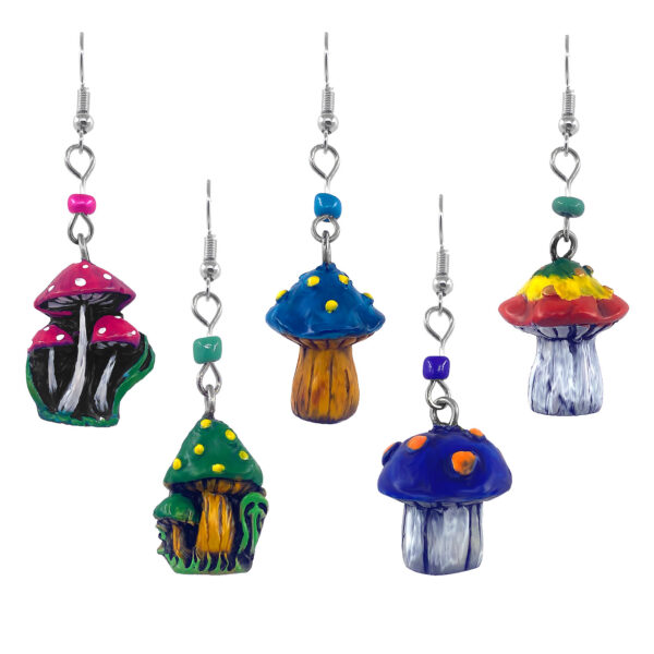 Mushroom Durepox Resin Figurine Dangle Earrings