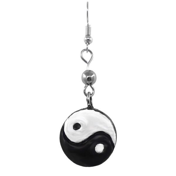 Yin Yang Symbol Durepox Resin Figurine Dangle Earrings