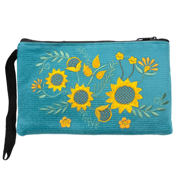 Embroidered Sunflower Floral Ecuadorian Pouch Wristlet Bag - Image 3