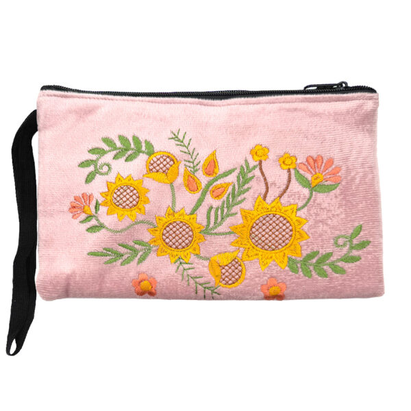 Embroidered Sunflower Floral Ecuadorian Pouch Wristlet Bag - Image 2
