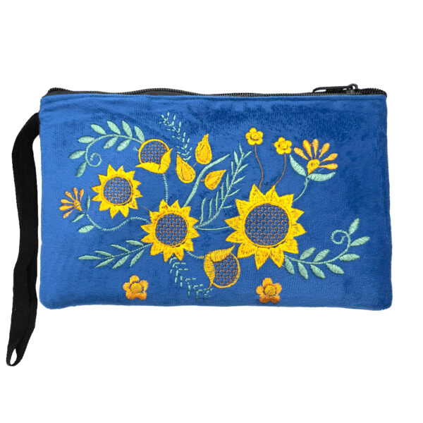 Embroidered Sunflower Floral Ecuadorian Pouch Wristlet Bag - Image 4