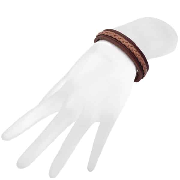 Unisex Braided Leather Snap Bracelet - Image 2