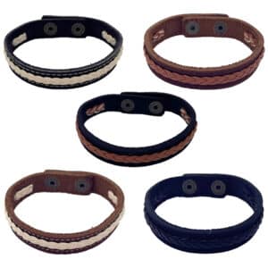 Unisex Braided Leather Snap Bracelet