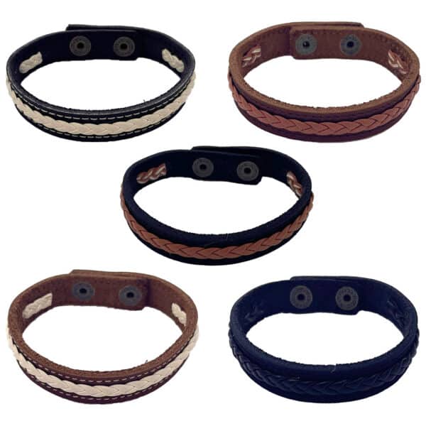 Unisex Braided Leather Snap Bracelet