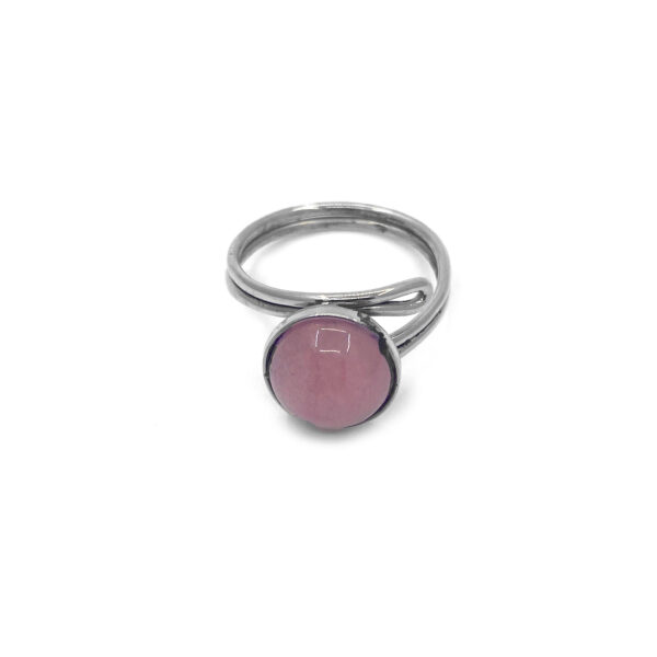 Round Semi Precious Stone Adjustable Metal Ring - Image 7