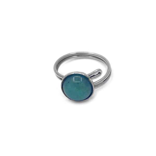 Round Semi Precious Stone Adjustable Metal Ring - Image 5