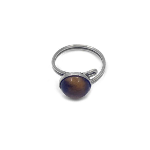 Round Semi Precious Stone Adjustable Metal Ring - Image 6