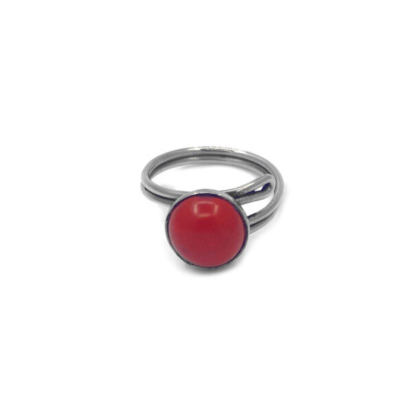 Round Semi Precious Stone Adjustable Metal Ring - Image 3