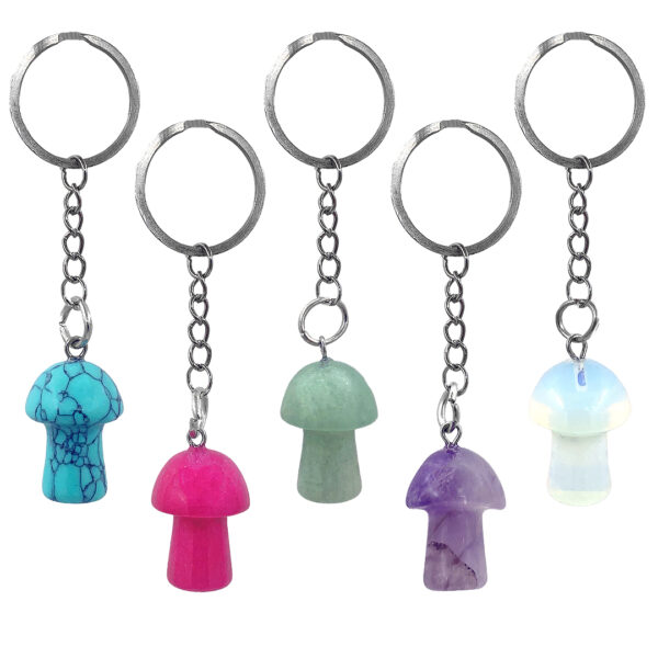 Mushroom Shaped Tumbled Stone Keychain