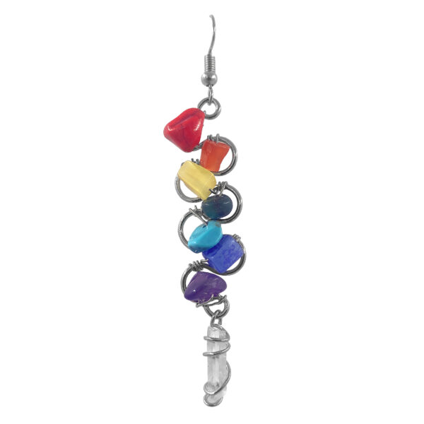 Chakra Stone Wire Wrapped Swirl Quartz Crystal Earrings
