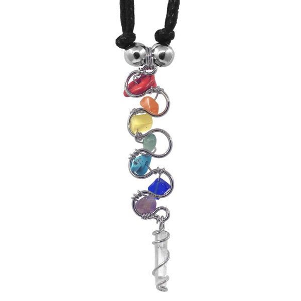 Chakra Stone Wire Wrapped Swirl Quartz Crystal Pendant Necklace