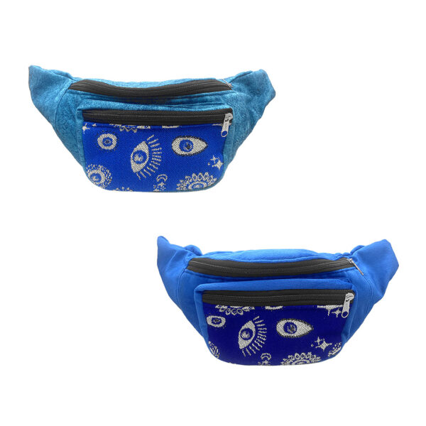Evil Eye Suede Ecuadorian 2 Zipper Fanny Pack