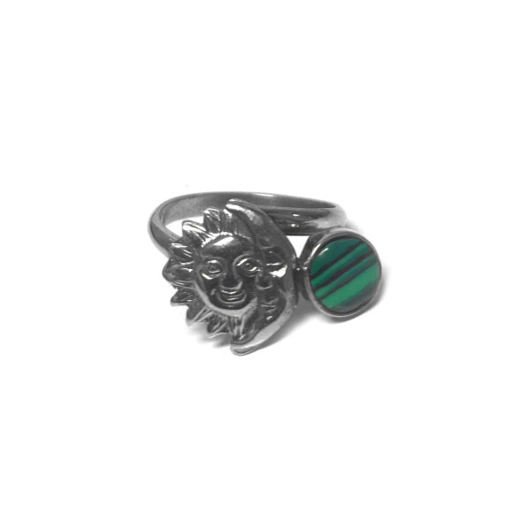 Round Stone Sun and Moon Shaped Adjustable Metal Ring - Image 3