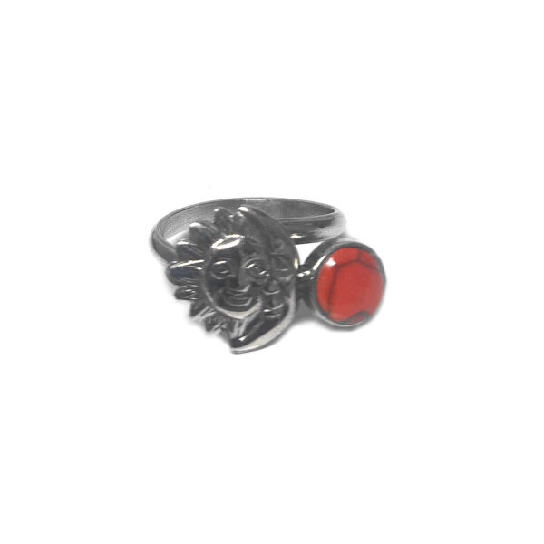 Round Stone Sun and Moon Shaped Adjustable Metal Ring - Image 4